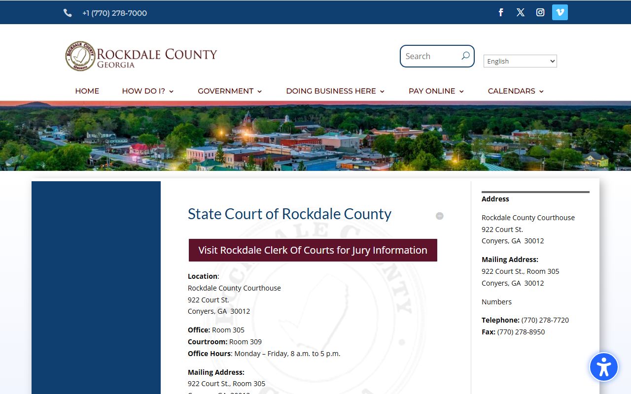 Rockdale County court dockets State Court page