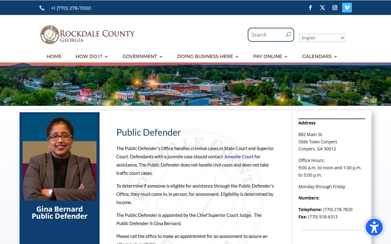 Rockdale County criminal court records Public Defender page