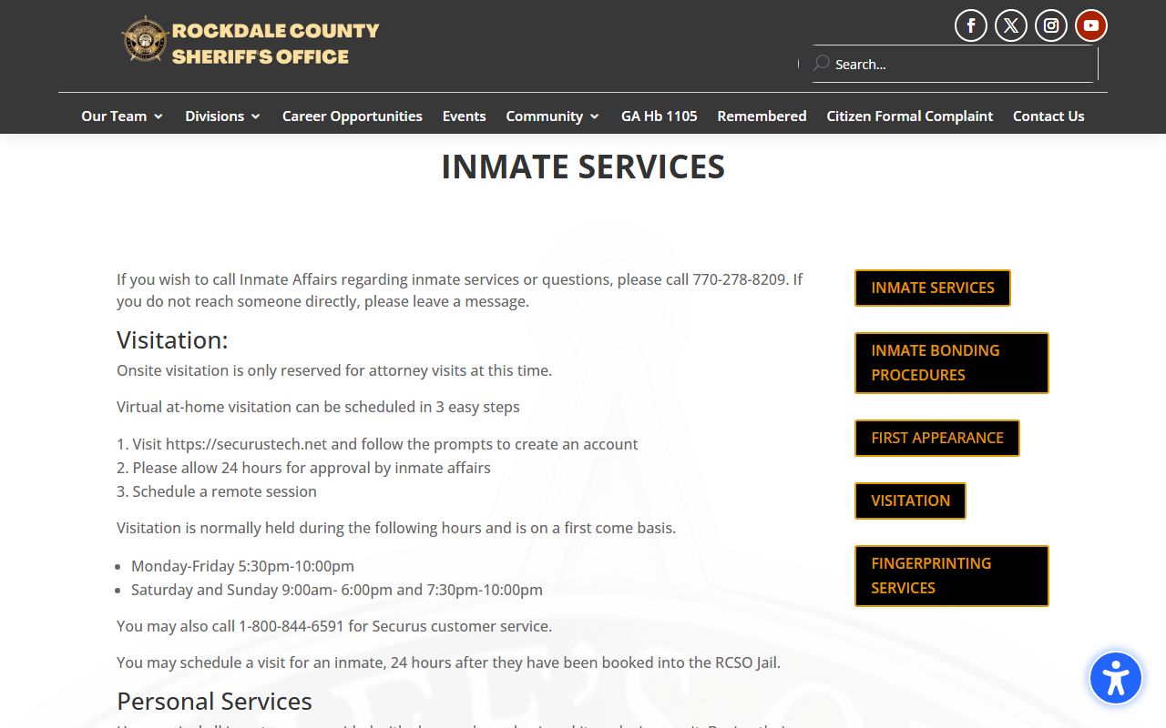 Rockdale County inmate search sheriff inmate services page