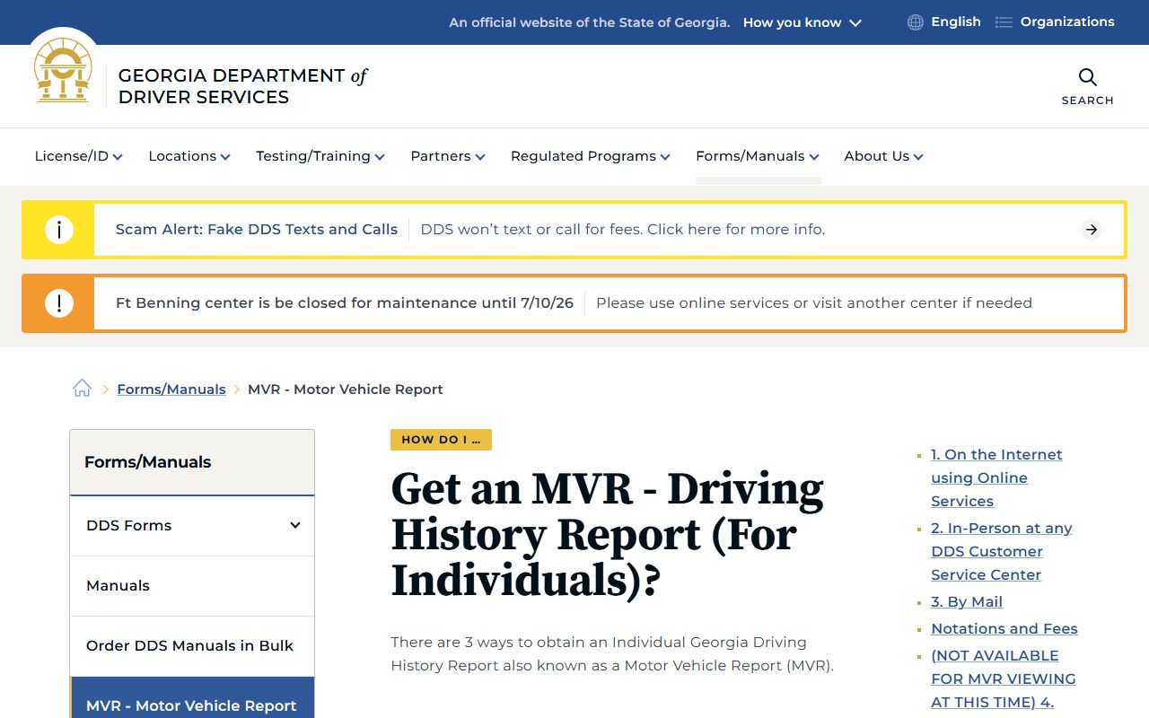 Rockdale County traffic court records Georgia DDS MVR guidance