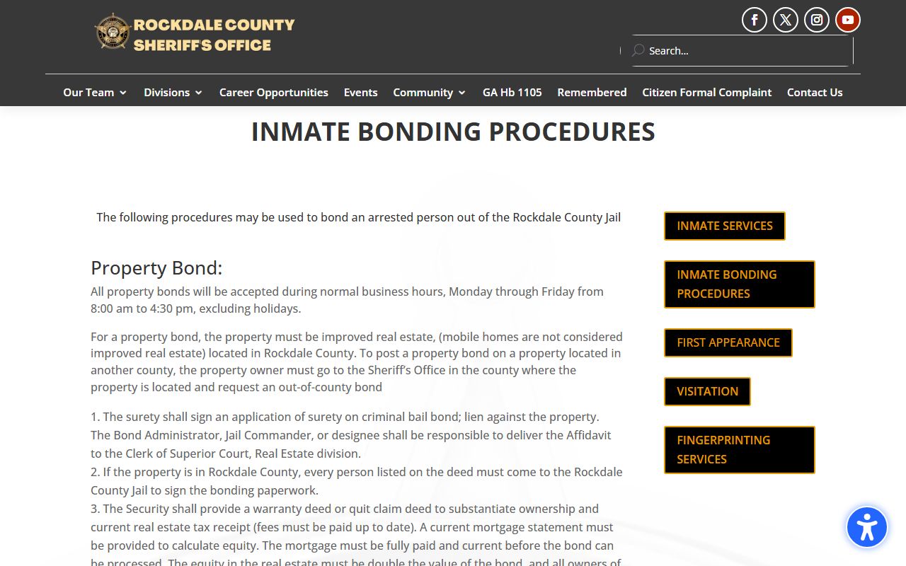Rockdale County warrant search inmate bonding procedures after arrest